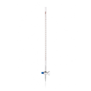 Simax Burette with Straight Bore Stopcock and Glass Key, 10mL, 0.02 mL Subdivision, Qualicolor, Class AS, Borosilicate Glass, Each Each