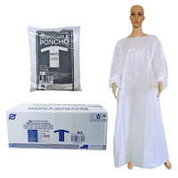 Livingstone Disposable Poncho, Low Density Polyethylene (LDPE), 100 x 145cm, Long Sleeves, No Hood, White, Single Pack, 100 Packs/Carton Carton