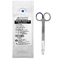 Livingstone Dressing Surgical Scissors, Sterile, 12.5cm, Sharp/Blunt, Straight, Stainless Steel, Peel Pack, Each Each