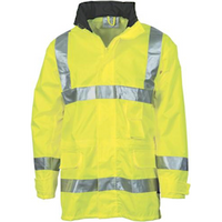 DNC Workwear High Visibility Breathable Rain Jacket with 3M Reflective Tape, Model 3871, Size Large, Each Each