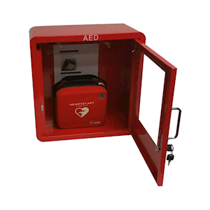 Defibrillator Wall Cabinet, 45 x 45 x 23 cm, Lockable without Alarm, Red, Each Each