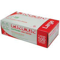 Lincon Latex Examination Gloves, Low Powder, Large, size 100/Box 10 BOXES/CTN, American Society for Testing and Materials (ASTM) Carton