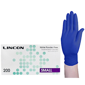 Lincon Nitrile Gloves Examination, Powder Free, EN374, Non Sterile, Large, Cobalt Blue Colour, 300/Box Box
