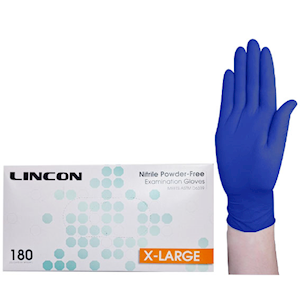 Lincon Nitrile Gloves Examination, Powder Free, EN374, Non Sterile, Large, Cobalt Blue Colour, 300/Box Box