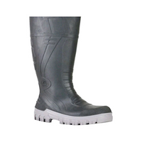 BATA Gumboots Black with Grey Sole, Slip On - Steel Toe Cap, Size 4 Pair