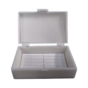 IEC Microscope Slides Plastic Case, Holds 15 Slides, 80 x 55mm, Hinged, White, Each