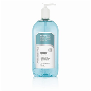 Out of Date, Microshield Angel Blue Antimicrobial Hand Gel, Waterless, 500ml, Loose, Price Discounted, While Stocks last Each