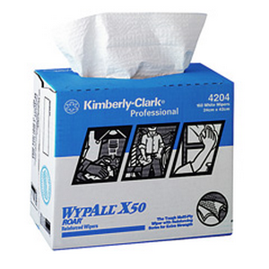 Kimberly Clark Wypall X50 Pop-Up Wipers, 4-Ply, 24 x 42cm, White, 160 Wipers/Box, 640/Carton