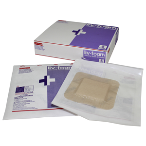 Liv-Foam Silicone Foam Dressing, 7.5 x 7.5cm, with Adhesive Border, Self Adherent, Each Each