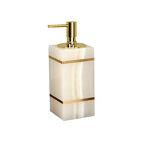 Marble Soap Dispenser, 7(L) x 7.5(W) x 14(H) cm, Square, White Gold, Each