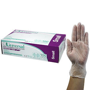 Universal Vinyl Gloves, Recyclable, 5.5g, Powder Free, Large, Blue, HACCP Grade, 100/Box Box