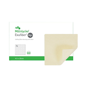 Exufiber Wound Fiber Gel Dressing, Nonwoven, Sterile, 4.5 x 20cm, 10/Box Box