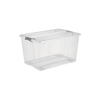 Montgomery Modular Storage Container with Lid and Wheels, 50L, 570(L) x 385(W)x 328(H)mm, Stackable, Clear, Polypropylene, Each Each
