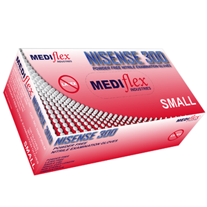 Mediflex Nisense 300 Nitrile Gloves Examination, Long Cuff, Blue, Large, 1000/Carton Carton