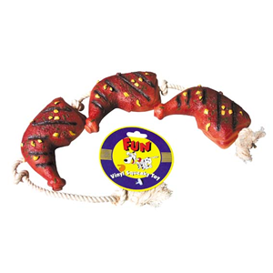 Pet Toy, Three Barbeque Chicken Legs on Rope, Each Each