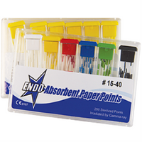 Endodent Absorbent Paper Points, ISO Size No. 25, Biodegradable, Sterile, Red, 200/Pack Pack