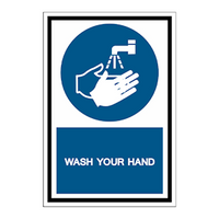 Safety Sign, "Wash Hands Before leaving Laboratory", 30 x 22.5cm, Self-Adhesive Vinyl, Each Each