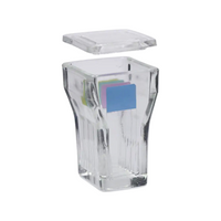 Isolab Staining Jar, Hellendahl Type, Holds up to 16 Microscope Slides (8 Individual, 16 Back to Back), with Square Lid, Glass, Each Each