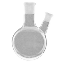 Bomex Flask, Round Bottom, 1000ml, Two Neck, 29/32 Socket 14/23 Side Socket, Borosilicate Glass, Each Each
