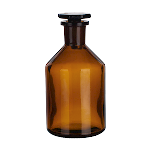 Simax Laboratory Reagent Bottle, 250ml, Narrow Neck, with Glass Stopper, 19/26 Socket Joint, Amber, Borosilicate Glass, Each Each