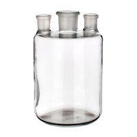 Simax Woulff Bottle with Three Necks, 2000mL, SJ (1) 29/32, SJ (2) 19/26, 135 x 225(H) mm, Borosilicate Glass, European, Each Each