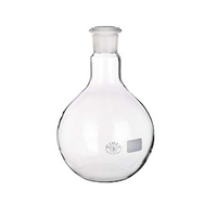 Flat-Bottom Spherical/Boiling Flask, 100ml, Socket Joint 19/26, 64(D)mm x 110(H)mm, Borosilicate Glass, Clear, European, Each Each