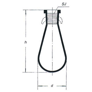 Simax Flask, Drop Shaped (Tear-Drop Flask), 100mL, 52(D) x 123(H) mm, Socket Joint 14/23, Borosilicate Glass, Each Each