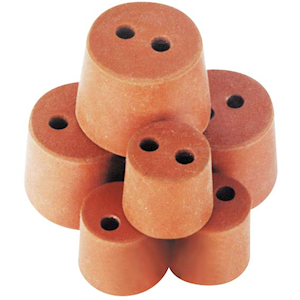 Livingstone Rubber Stopper, Two Holes, 21mm Base x 26mm Top x 28mm Height, 10 Pieces/Pack