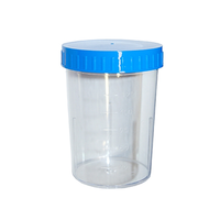 Urine Container with Light Blue Screw Cap, 150ml Graduated up to 125ml, 60 (D) x 83mm, Polystyrene, 450/Carton Carton