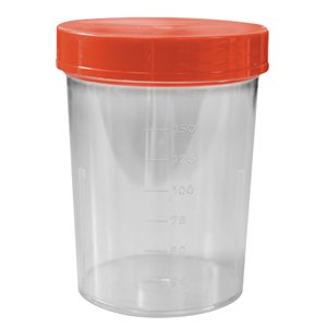 Aptaca Specimen Sample Container, Urine Jar, 200ml, with Red Lid, Sterile, Individually Wrapped, Polystyrene, Each Each