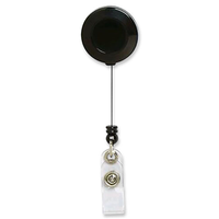 Identification or Access Card Holder with Clip and Nylon Retractable Cord, 75cm, Black, Each Each