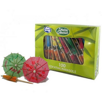 Alpen Cocktail Parasols/Umbrellas, Assorted Colours, 100 Pieces/Box Box