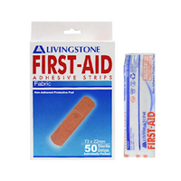Livingstone Adhesive Fabric First Aid Strips with Pad, 73 x 22mm, Latex Free, Sterile, 50 Pieces/Box Box