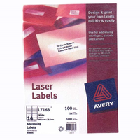 Avery Laser Address Labels, L7161, 18UP, 63.5 x 46.6mm, White, 100 Sheets/Pack Box