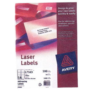Avery Laser Address Labels, L7551, 65UP, 38.1 x 21.5mm, White, 25 Sheets/Pack Box