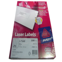 Avery Laser Address Labels, L7158, 30UP, 64 x 26.7mm, White, 100 Sheets/Pack Box