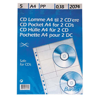 BINDER SHEET CD PACK 2XCD CAP BANTEX 5/PK Pack