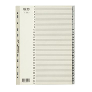 DIVIDER A4 PVC 1-31 NUMERIC GREY SET Each