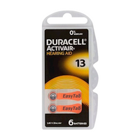 Battery Duracell Activair Hearing Aid Size 13 6 Batteries/Pack Pack