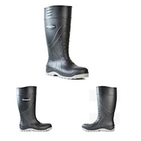 Bata Worklite Gumboots, Lightweight Polyurethane (PU), Safety Style, Size 11, Black with Grey Sole, Pair