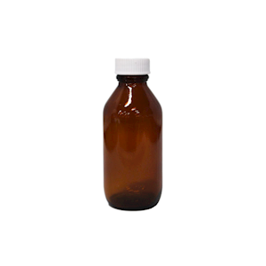 Cospak Amber Glass Bottle, 100ml, with 24mm White Wadded Screw Cap, Each Each