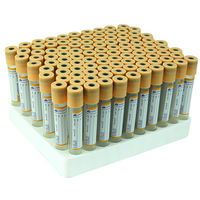Out of Date, Discounted, Liv Blood Collection SST Plastic Tube, Clot Activator, Gel Separator & Coagulant, 8.5ml, 16x100mm, Gold Cap,100s Pack