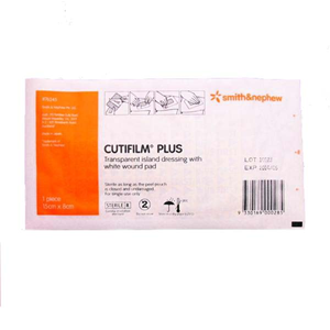 Cutifilm Plus Transparent Island Film Dressing, 8 x 10cm, Sterile, 25/Box