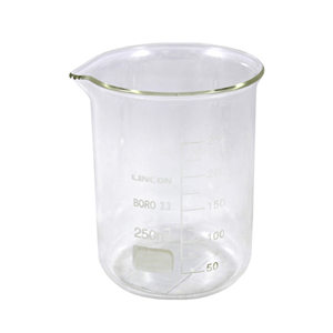 Lincon Beaker, 250ml, Low Form, Graduated with Spout, Borosilicate 3.3 Glass, 1/Box