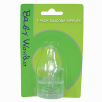Feeding Bottle Teats Silicone, 3 pieces Card Medium Size Card