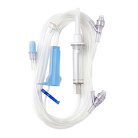 Damaged, Baxter Blood Solution Infusion Set, Y-Type, with 2 Clearlink & Hand Pump, 2 Needless Injection Sites, Luer Lock, 20 Drops/ml, Each