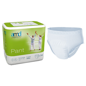 Out of Date, AMD Adult Pull Up Diaper Pants Cotton Feel Super Absorbent X-Large 110-170cm Waist 14/Bag Price Discounted While Stocks last Bag