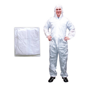 Disposable Coveralls Protective Suit with Hood, Large, Tyvek, White, Each Each