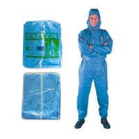 Universal Disposable Coveralls Protective Suit with Hood, 40gsm, Large, Non-Woven, Recyclable Polypropylene, Blue, Each Each