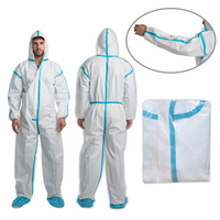 Safeplus Coveralls Protective Suit with Hood, Type 4, 5 6, 63gsm, Large, Microporous, Disposable, 1/Pack Pack